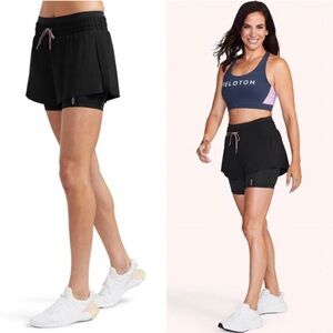 Peloton Move Mission Double Layer Run Shorts NWT Black Size Large Activewear